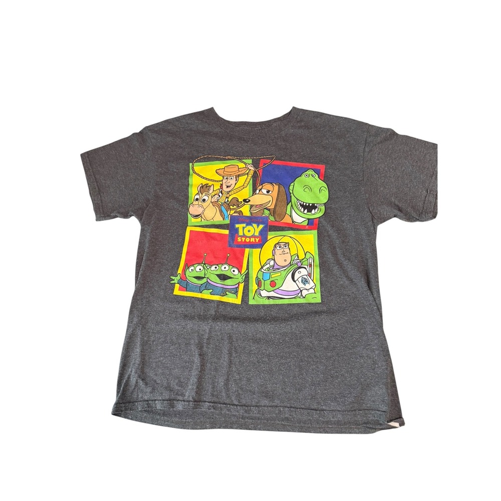 Disney Pixar Toy Story Kids Graphic T-Shirt Charcoal Grey Woody Buzz Rex Large